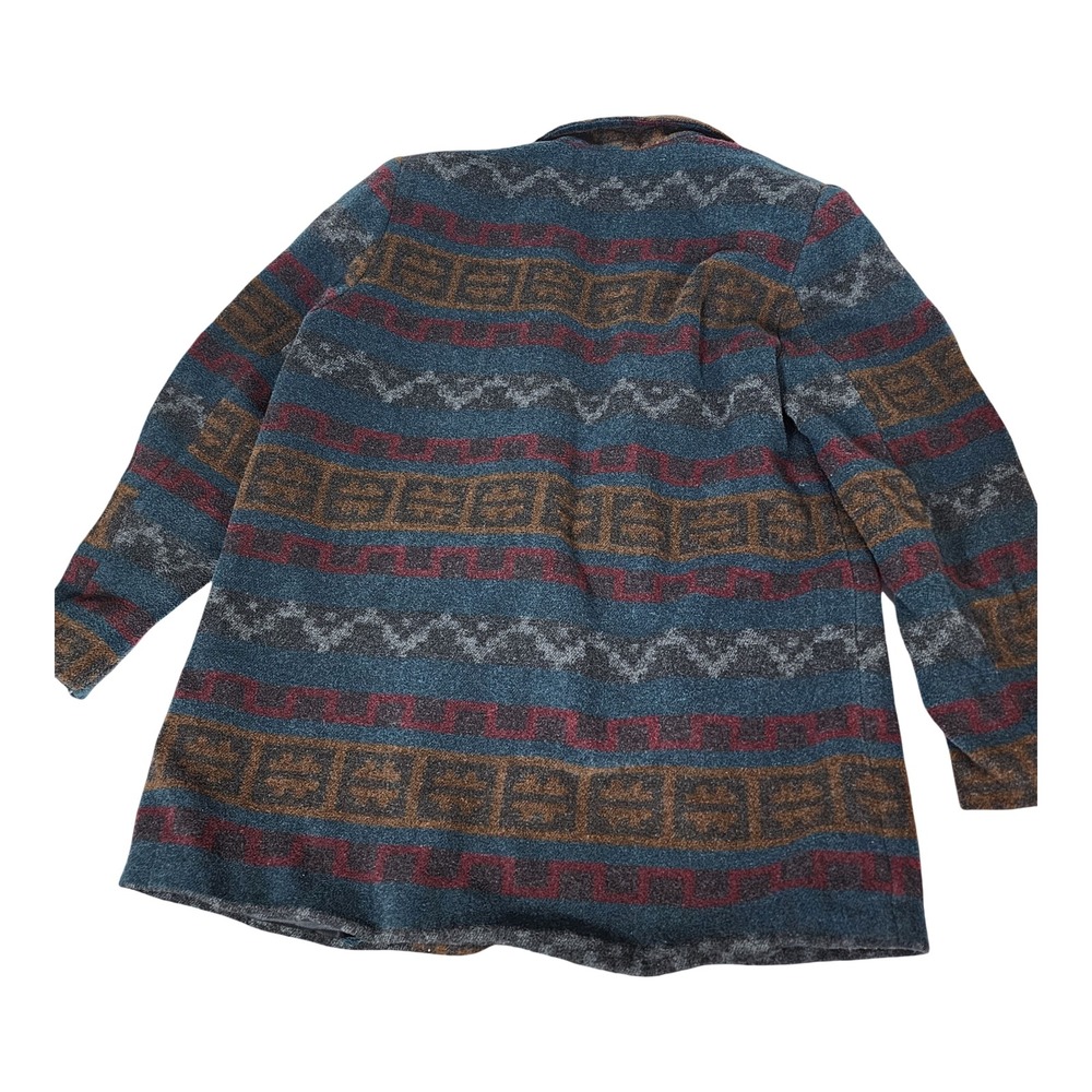 Braetan Vintage Southwestern Wool Blend Geometric Blazer Coat Blue Rust Large - Picture 7 of 8